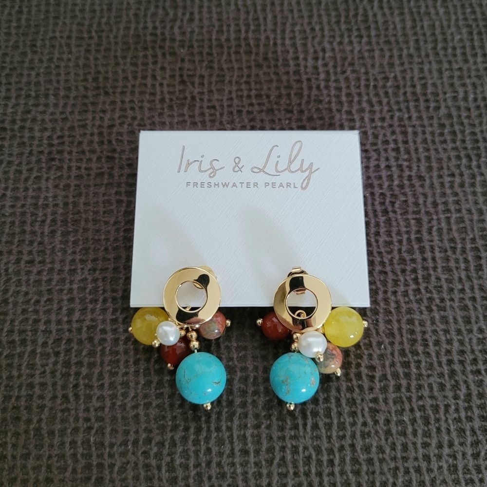 Iris & Lily Cluster Dangle Earrings